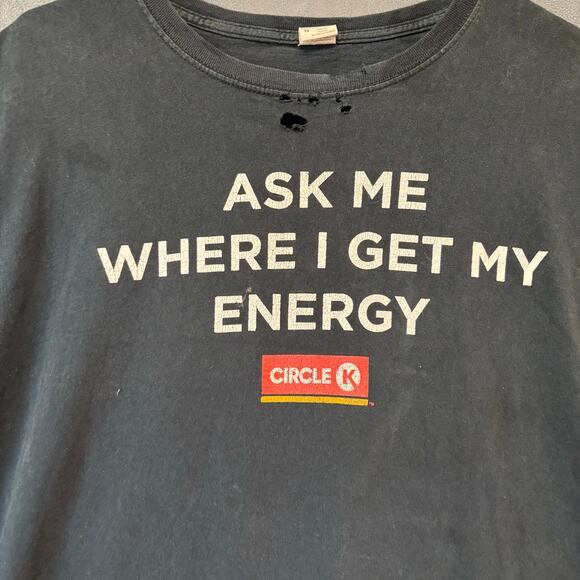 Coca Cola Energy Circle K Promo T-Shirt Black Men’s L Graphic Vintage Distressed - Picture 1 of 15